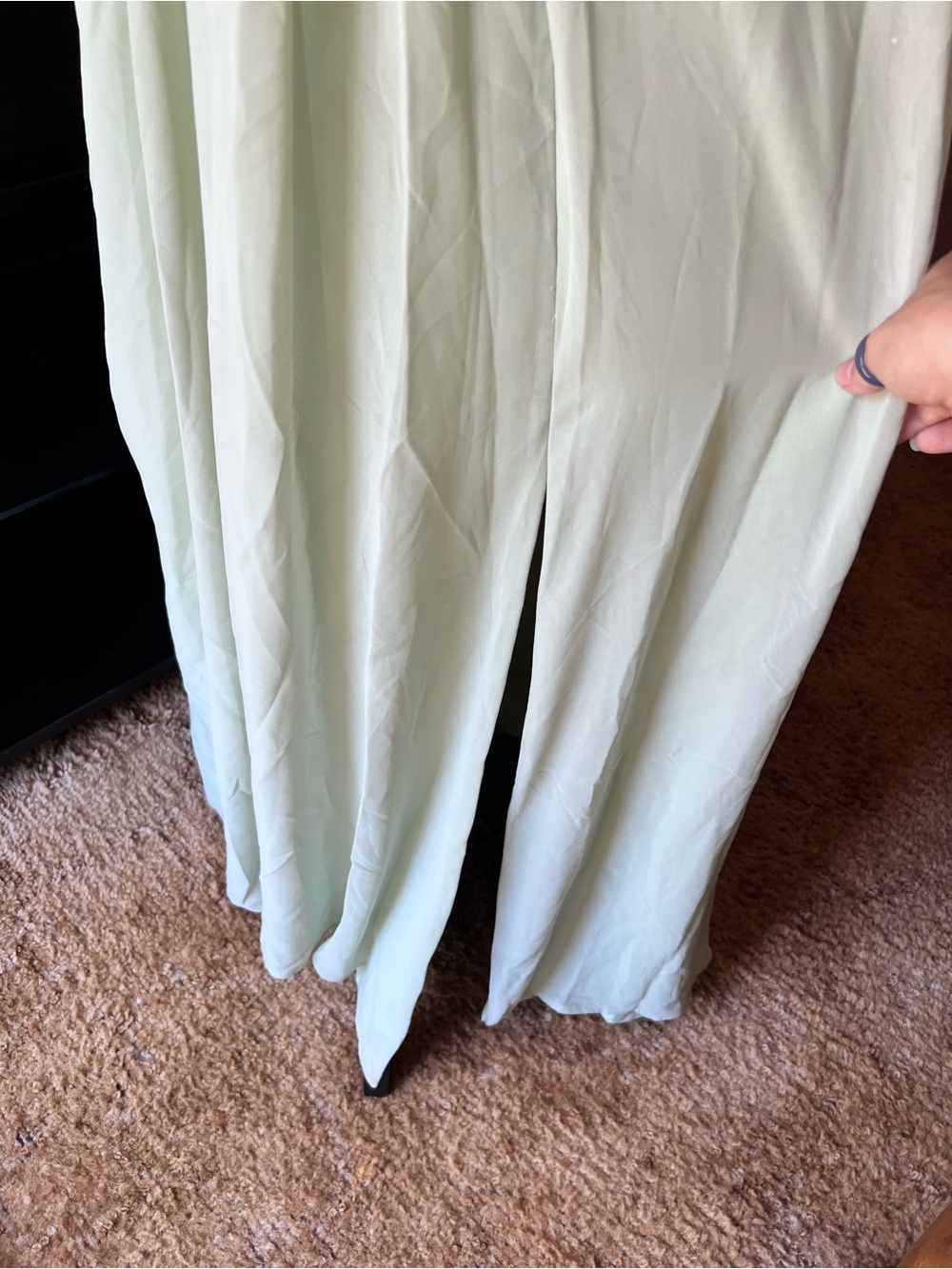 Azazie Ginger Dusty Sage A-Line Halter Pleated Chiffon Dress. - Picture 15 of 16